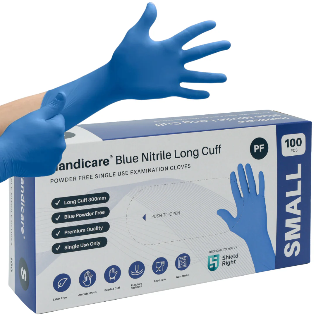 Shield Right Blue Nitrile Long Cuff Powder Free - Small