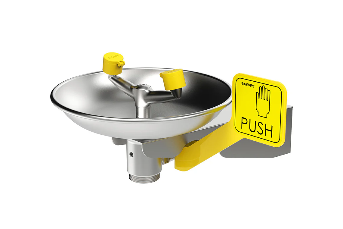 Emergency Stainless Steel Wall-Mounted Eye Wash with Bowl, Hand Lever